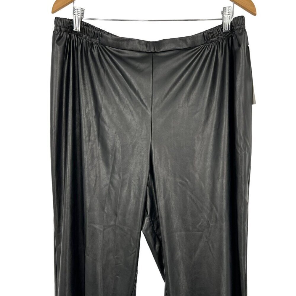 NWT Caroline Rose Skinny Pants Plus Size 2X Black Faux Leather Pull On Casual - Picture 6 of 11